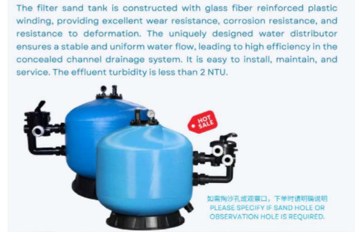 SS400 zwembad glasvezel zijdelingse zandfilter
