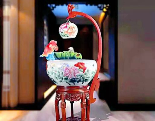 Pioenpatroon 520mm Chinese Ceramische Vissenkom met Lamp
