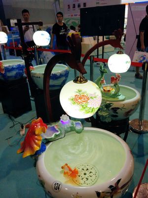 Pioenpatroon 520mm Chinese Ceramische Vissenkom met Lamp