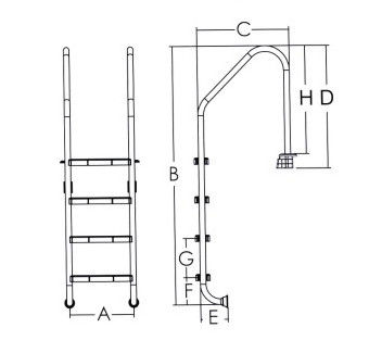 1.0mm de Ladder van het Roestvrij staal Zwembad