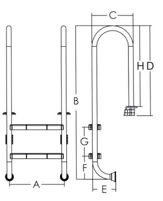 1.2mm de Ladder van het Roestvrij staal Zwembad