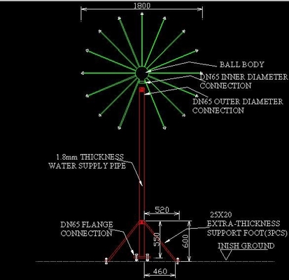 De Druk 100Kpa van 1,5 Duimcrystal ball water fountain jet DN40