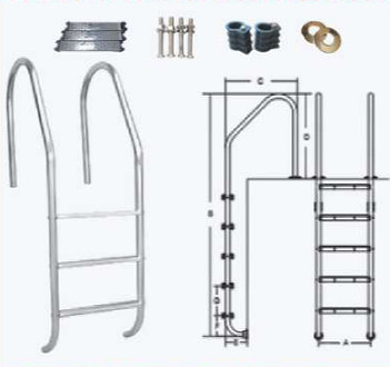 SL215 Zwem zwembadladder van roestvrij staal